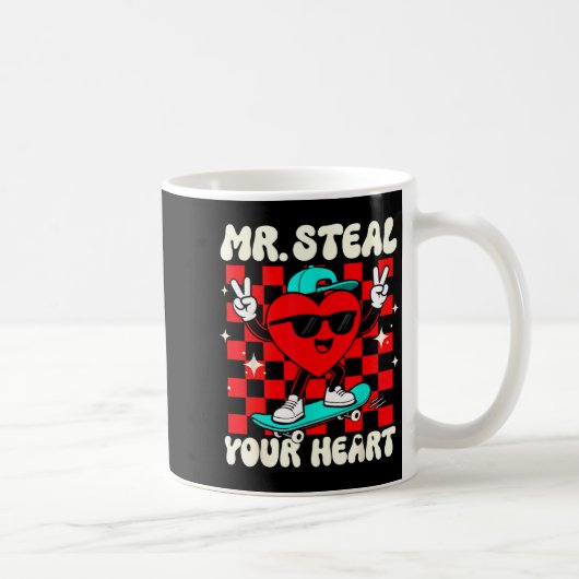 Mr Steal Your Heart For Boys Toddlers Valentine's  Koffiemok (Rechts)
