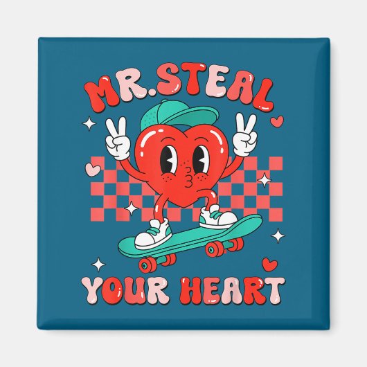 Mr Steal Your Heart For Boys Toddlers Valentine's  Magneet (Voorkant)