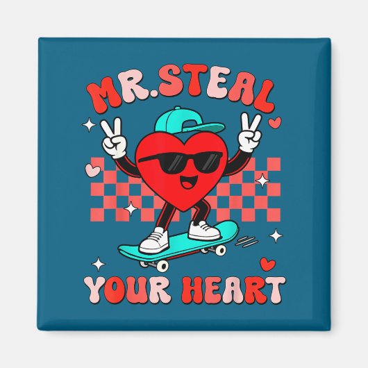 Mr Steal Your Heart For Boys Toddlers Valentine's  Magneet (Voorkant)