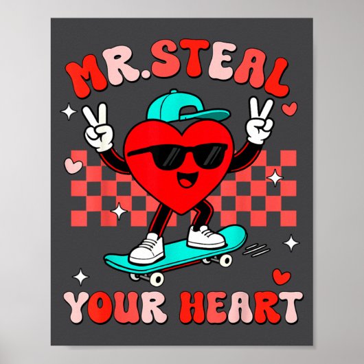 Mr Steal Your Heart For Boys Toddlers Valentine's  Poster (Voorkant)