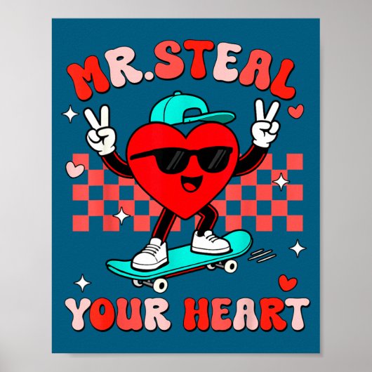 Mr Steal Your Heart For Boys Toddlers Valentine's  Poster (Voorkant)
