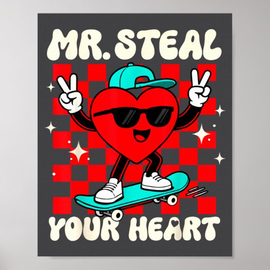 Mr Steal Your Heart For Boys Toddlers Valentine's  Poster (Voorkant)