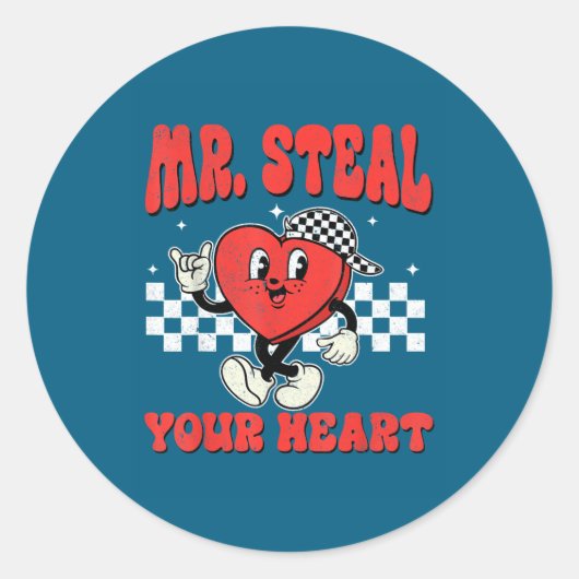 Mr Steal Your Heart For Boys Toddlers Valentine's  Ronde Sticker (Voorkant)