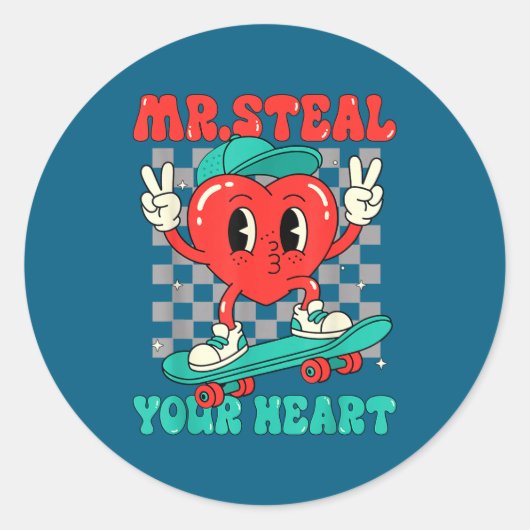 Mr Steal Your Heart For Boys Toddlers Valentine's Ronde Sticker (Voorkant)
