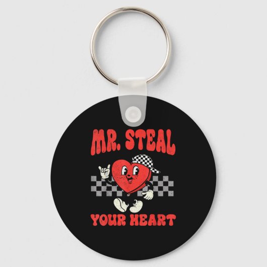 Mr Steal Your Heart For Boys Toddlers Valentine's  Sleutelhanger (Voorkant)