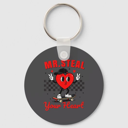 Mr Steal Your Heart For Boys Toddlers Valentine's  Sleutelhanger (Voorkant)