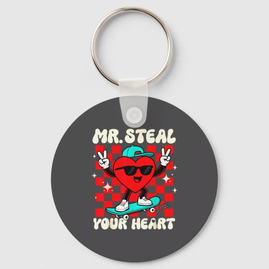 Mr Steal Your Heart For Boys Toddlers Valentine's  Sleutelhanger (Voorkant)