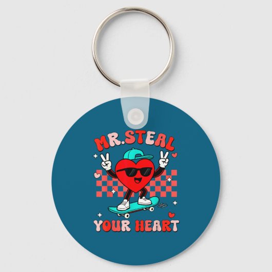 Mr Steal Your Heart For Boys Toddlers Valentine's Sleutelhanger (Voorkant)