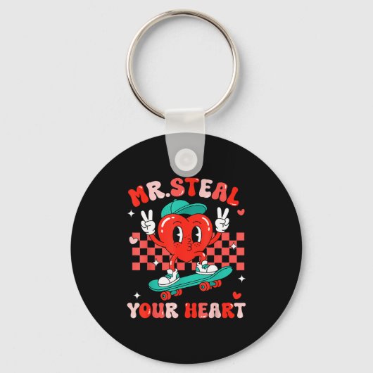 Mr Steal Your Heart For Boys Toddlers Valentine's  Sleutelhanger (Voorkant)