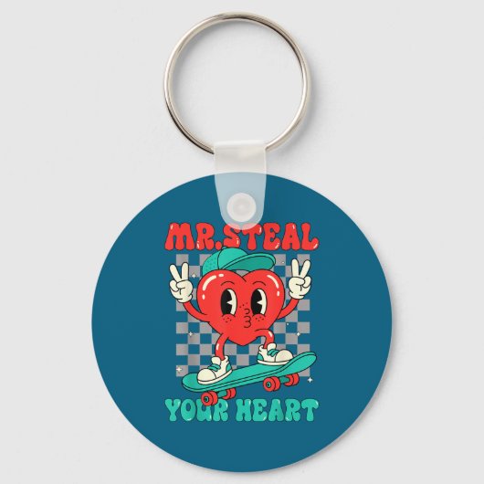 Mr Steal Your Heart For Boys Toddlers Valentine's Sleutelhanger (Voorkant)
