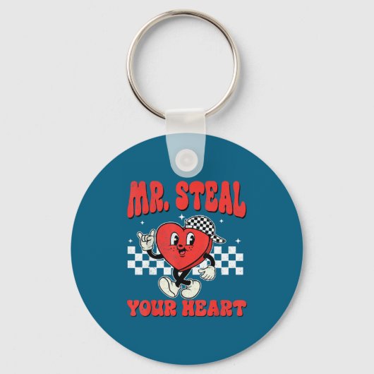 Mr Steal Your Heart For Boys Toddlers Valentine's  Sleutelhanger (Voorkant)
