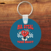 Mr Steal Your Heart For Boys Toddlers Valentine's  Sleutelhanger (Voorkant)