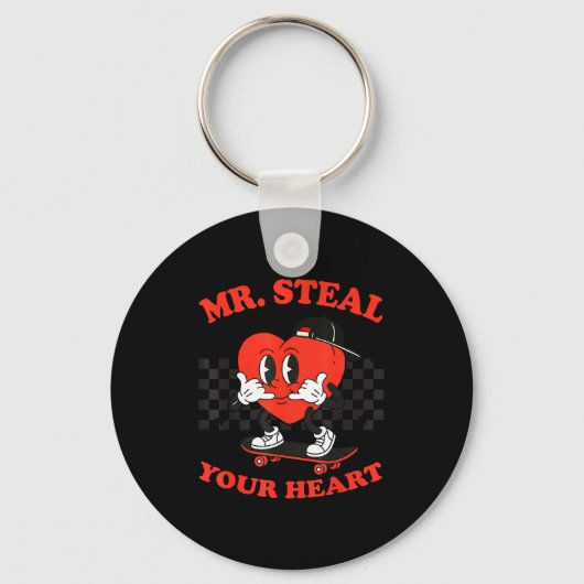Mr Steal Your Heart For Boys Toddlers Valentine's  Sleutelhanger (Voorkant)