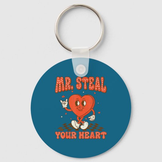 Mr Steal Your Heart For Boys Toddlers Valentine's  Sleutelhanger (Voorkant)