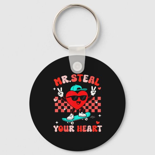 Mr Steal Your Heart For Boys Toddlers Valentine's Sleutelhanger (Voorkant)