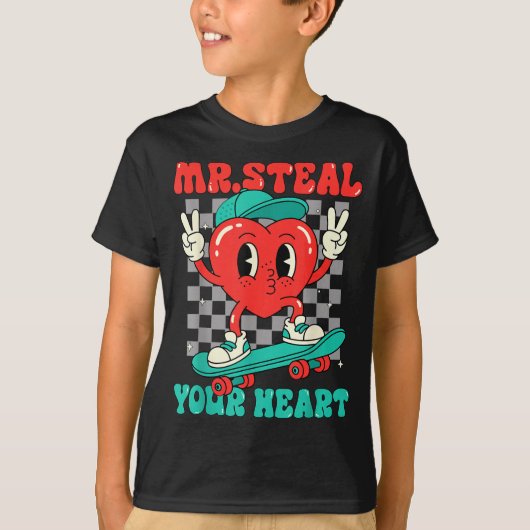 Mr Steal Your Heart For Boys Toddlers Valentine's  T-shirt (Voorkant)