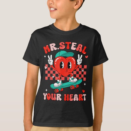 Mr Steal Your Heart For Boys Toddlers Valentine's  T-shirt (Voorkant)