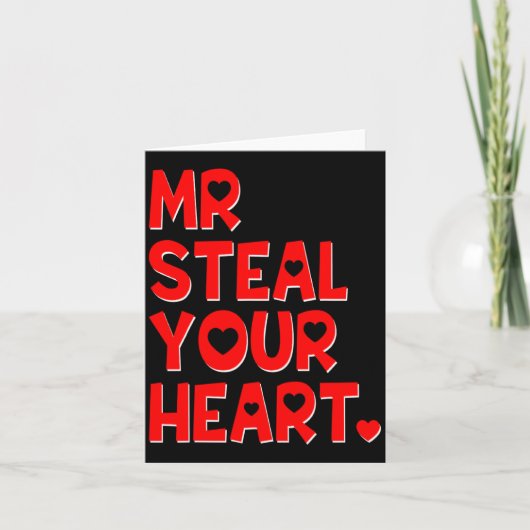 Mr Steal Your Heart Funny Valentines Day Boys Men  Kaart (Voorkant)