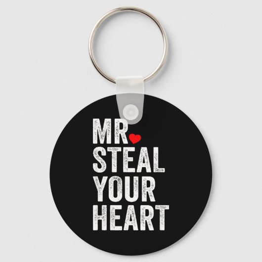 Mr. Steal Your Heart Funny Valentines Day Men’s Sleutelhanger (Voorkant)