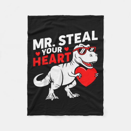 Mr Steal Your Heart Valentijnsdag dinosaurus jonge Fleece Deken (Voorkant)