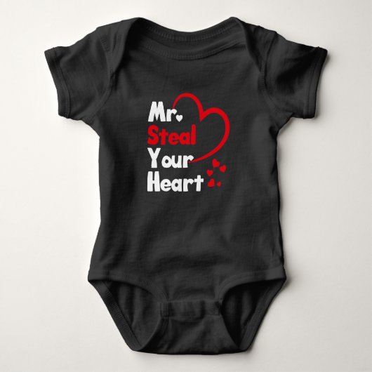 Mr Steal Your Heart Valentijnsdag Funny boys Romper (Voorkant)