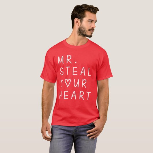 Mr Steal Your Heart Valentijnsdag Funny V-Day Boy T-shirt (Voorkant volledig)