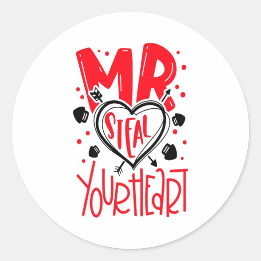 Mr Steal Your Heart Valentines Day Matching Coupl  Ronde Sticker (Voorkant)