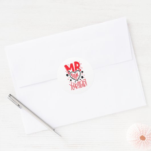 Mr Steal Your Heart Valentines Day Matching Coupl  Ronde Sticker (Envelop)
