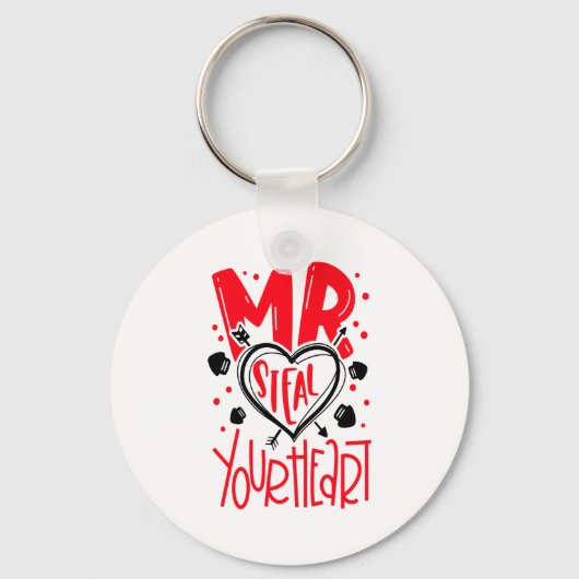 Mr Steal Your Heart Valentines Day Matching Coupl  Sleutelhanger (Voorkant)