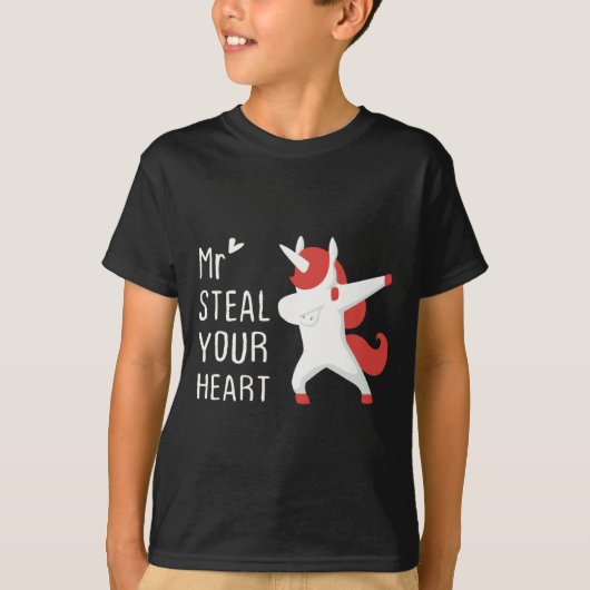 Mr Steal Your Heart Valentines Day V Day Boys Unic T-shirt (Voorkant)