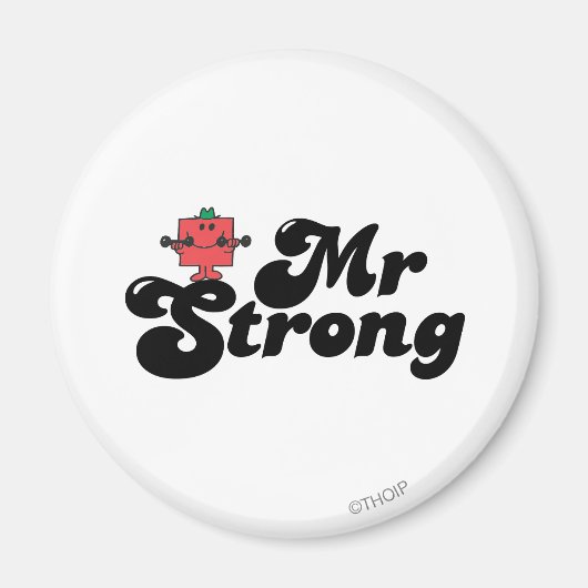 Mr Strong | Gewichten en blokletters Magneet (Voorkant)