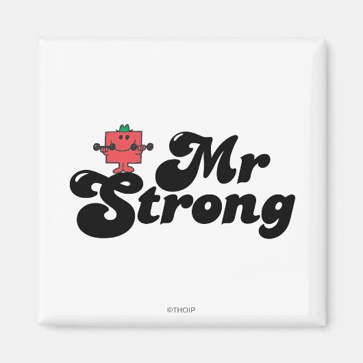 Mr Strong | Gewichten en blokletters Magneet (Voorkant)