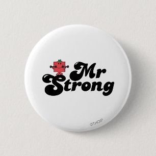 Mr Strong Gewichten en blokletters Ronde Button 5,7 Cm