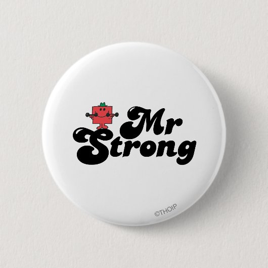 Mr Strong | Gewichten en blokletters Ronde Button 5,7 Cm (Voorkant)