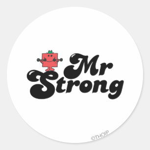 Mr Strong Gewichten en blokletters Ronde Sticker