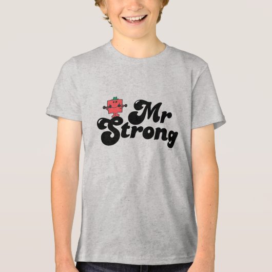 Mr Strong | Gewichten en blokletters Tri-Blend Shirt (Voorkant)