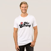 Mr Strong | Gewichten en blokletters Tri-Blend Shirt (Voorkant volledig)