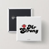 Mr Strong | Gewichten en blokletters Vierkante Button 5,1 Cm (Voorkant /achterkant)