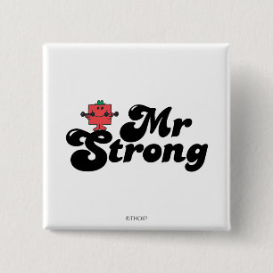 Mr Strong Gewichten en blokletters Vierkante Button 5,1 Cm