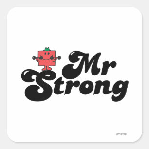 Mr Strong   Gewichten en blokletters Vierkante Sticker