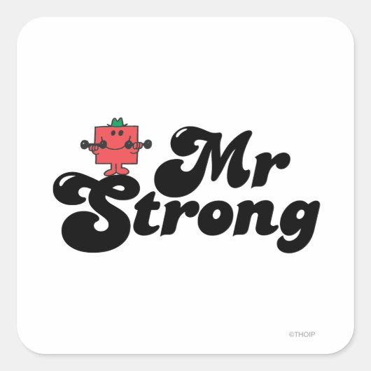 Mr Strong | Gewichten en blokletters Vierkante Sticker (Voorkant)