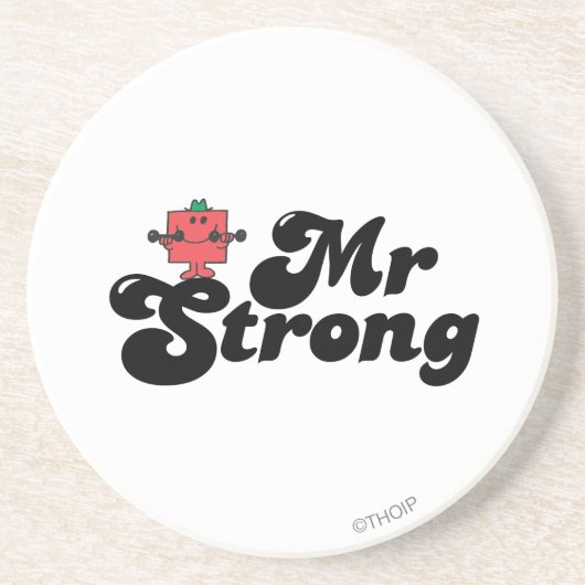 Mr Strong | Gewichten en blokletters Zandsteen Onderzetter (Voorkant)