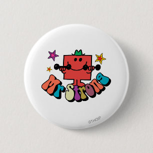 Mr Strong Kleurrijke letters en sterren Ronde Button 5,7 Cm