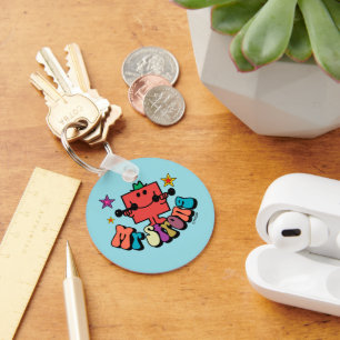 Mr Strong   Kleurrijke letters en sterren Sleutelhanger