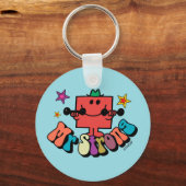 Mr Strong | Kleurrijke letters en sterren Sleutelhanger (Voorkant)