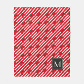 Mr Strong | patroon met rode strepen | Monogram Fleece Deken (Voorkant)