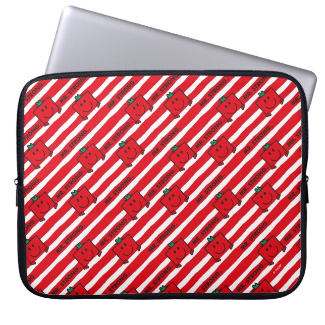 Mr Strong | Patroon rode strepen Laptop Sleeve (Voorkant)