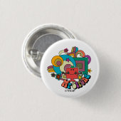 Mr Strong | Psychedelische wervelingen, sterren en Ronde Button 3,2 Cm (Voorkant /achterkant)