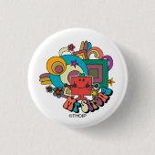 Mr Strong | Psychedelische wervelingen, sterren en Ronde Button 3,2 Cm (Voorkant)