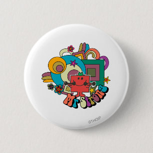 Mr Strong Psychedelische wervelingen, sterren en Ronde Button 5,7 Cm